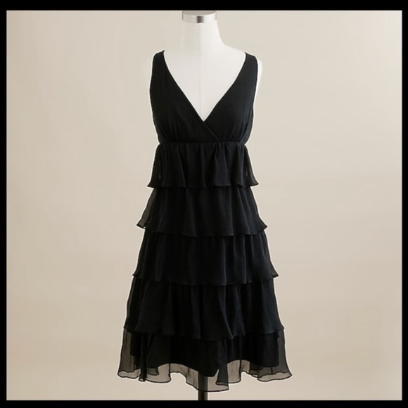J. Crew Dresses & Skirts - J. Crew Zadie Black Silk Tiered Ruffle Dress 8